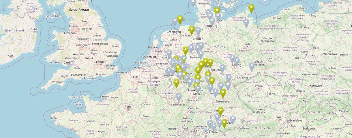 Karte mit den Standorten f&uuml;r &Auml;rzte im &ouml;ffentlichen Dienst